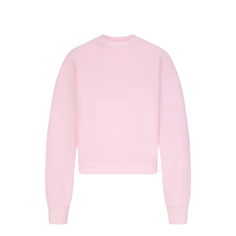 Skims Cotton Fleece Crew Neck in Cherry Blossom